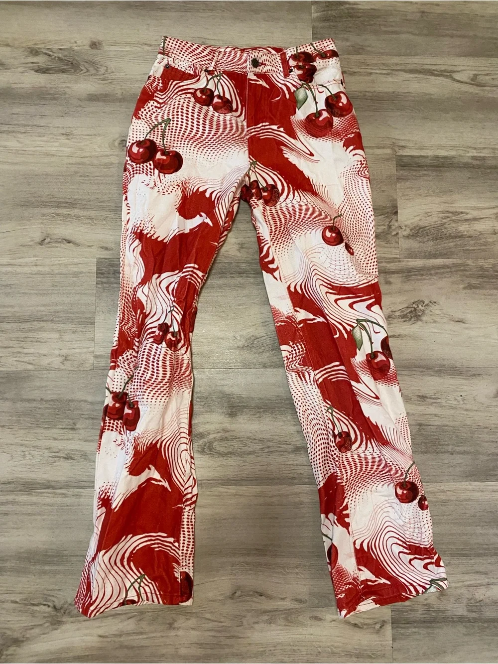 Jaded London Red Cherry Print Slouchy Boyfriend Jeans- NWT